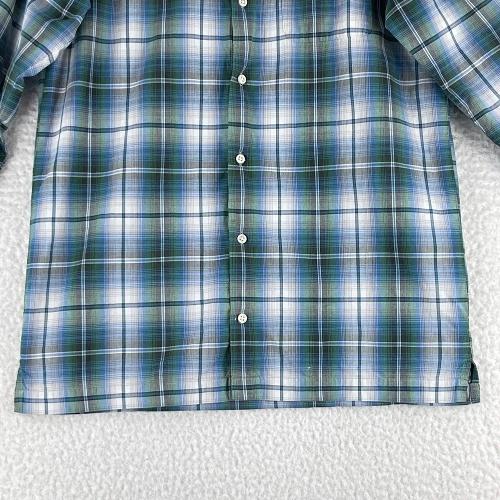 Ralph Lauren Green Blue Plaid Button-Down‎ Shirt Teen Boys Long Sleeve Size XL
